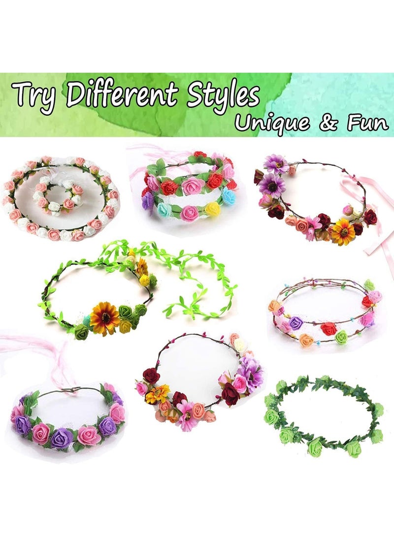 Flower Crowns DIY Craft Kit with 172 Pieces Parts, Make Your Own Flower Crown Wreath Headbands And Bracelets Craft Kit Hair Accessories, Handmade DIY Floral Crown Garland Kit Nice Presents For Girls/Teens/Women - Image 3