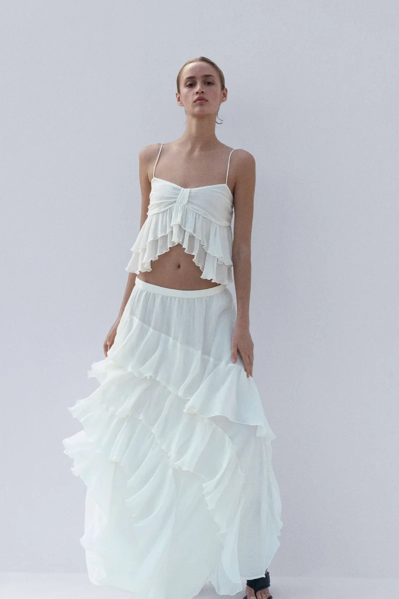 H&M Crinkled tiered skirt
