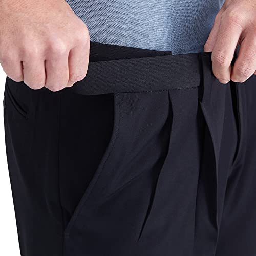 Haggar mens Mynx Gabardine Hidden Expandable Waistband Classic Fit Front Pleated dress pants, Navy, 36W x 29L US - Image 3