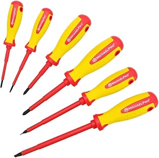 MichaelPro 6-Piece VDE Insulated Electricians Screwdrivers Set, Professional Phillips and Slotted Screwdrivers with - Image 1
