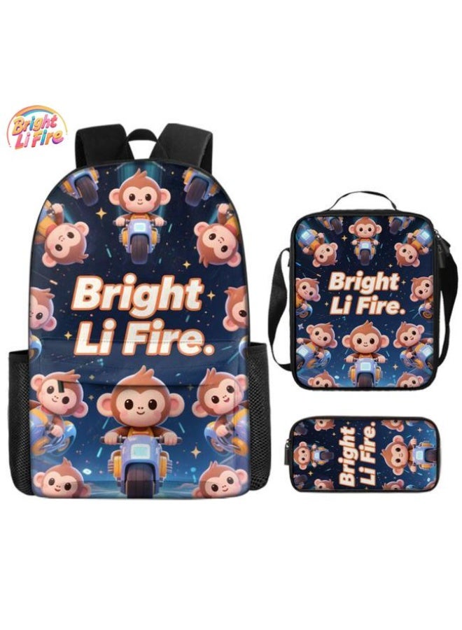 واضح من النار حقيبة كرتونية من ثلاث قطع، يسهل التعامل معها في مناسبات مختلفة (متوفرة للطلاب والأطفال والأصدقاء في النزهايات وتسلق الجبال والتعليم المدرسي وما إلى ذلك) | الكتفين + حقائب اليد + حقائب القرطاسية | موسم العودة إلى المدرسة / هدايا المهرجان - 58 - Image 1