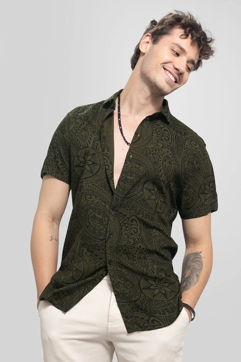SNITCH Cashmere Paisley Green Shirt
