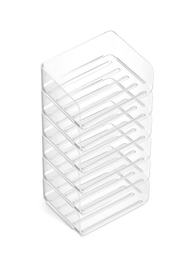 TRU RED Side‑Load Stackable Plastic Letter Tray, Clear, 6‑Pack - Desktop Paper Organizer for Office Files & Documents - Image 1