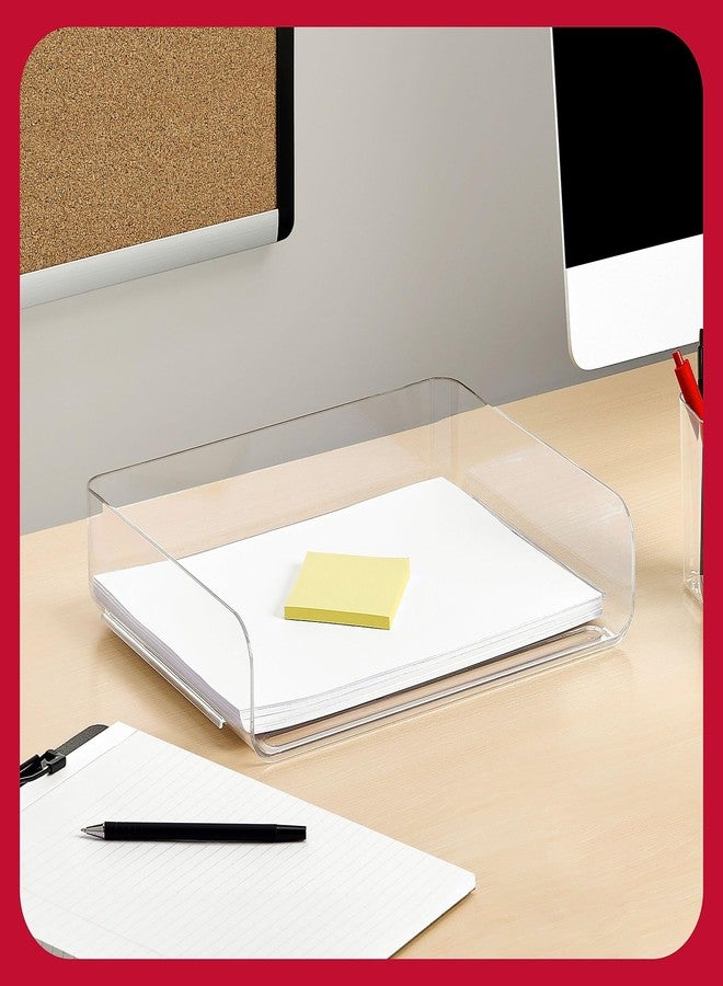 TRU RED Side‑Load Stackable Plastic Letter Tray, Clear, 6‑Pack - Desktop Paper Organizer for Office Files & Documents - Image 3