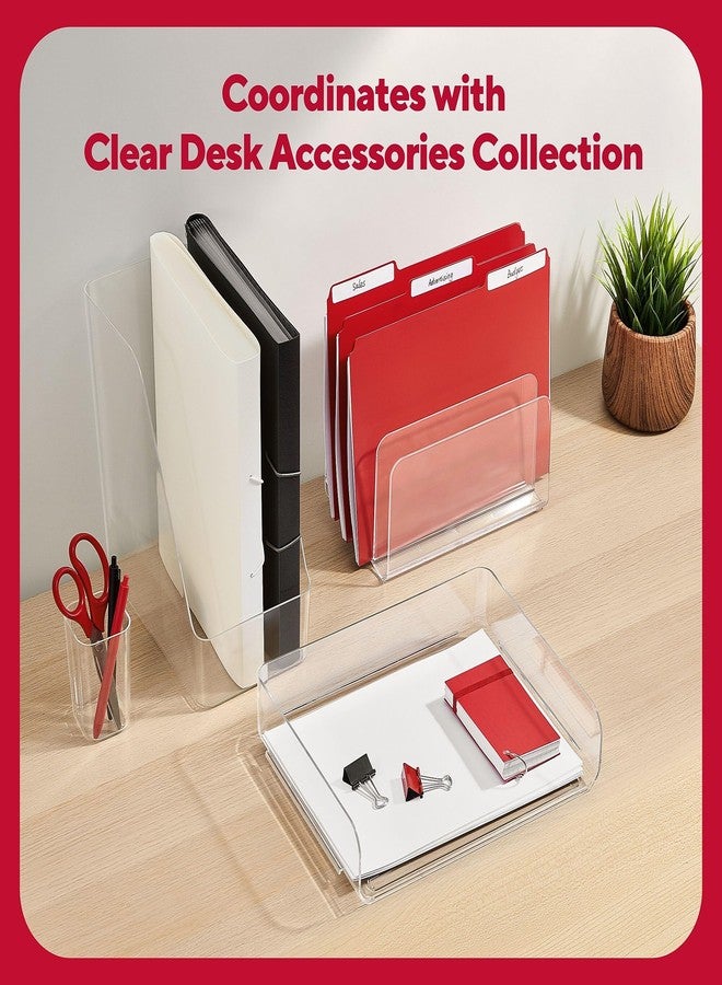 TRU RED Side‑Load Stackable Plastic Letter Tray, Clear, 6‑Pack - Desktop Paper Organizer for Office Files & Documents - Image 4
