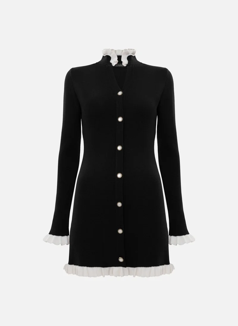 ليتشي فستان جيرسي قصير مع الكشكشة المتناقضة