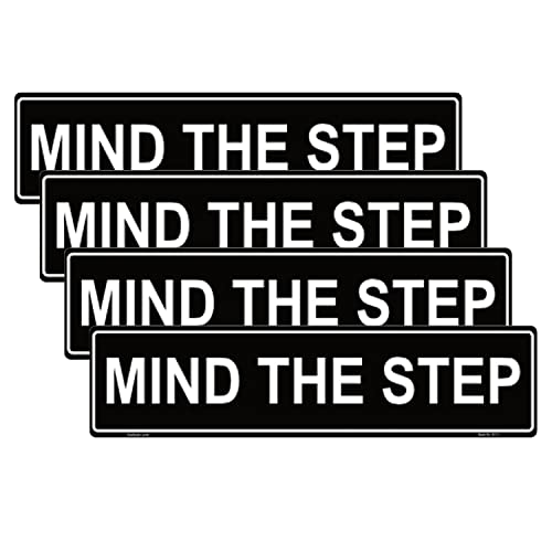 Haobase 4 Pcs Mind The Step Sign Sticker 20 cm x 5 cm Self Adhesive Vinyl - Image 1
