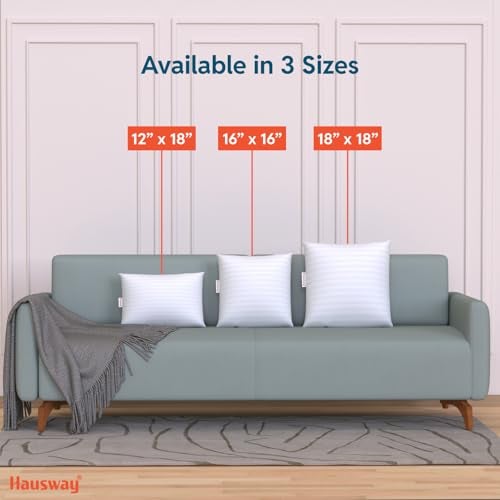 HAUSWAY Cushion for Sofa | Pack of 2 White Stripe Microfiber Rectangular Pillow for Bed | Soft & Fluffy for Comfort and Back Support | Breathable, Washable Sofa Cushion – 12" x 18" - Image 4