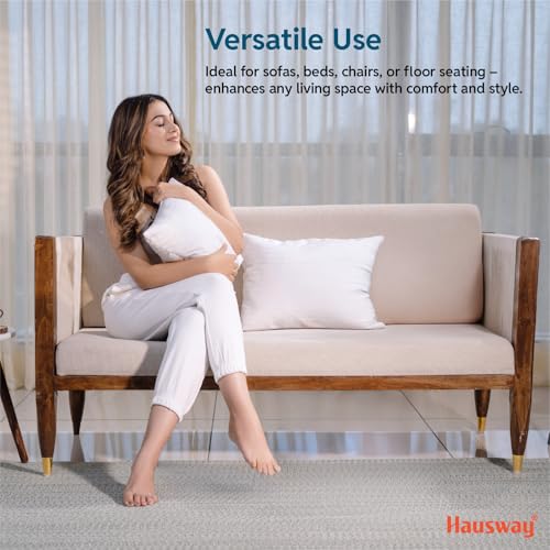 HAUSWAY Cushion for Sofa | Pack of 2 White Stripe Microfiber Rectangular Pillow for Bed | Soft & Fluffy for Comfort and Back Support | Breathable, Washable Sofa Cushion – 12" x 18" - Image 5