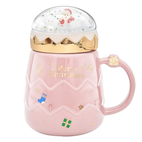 Peclek 176 oz Christmas Mug with Winter Snow Globes Lid Decorations Large Cute Festive Ceramic Coffee Cup Winter Xmas Holiday Birthday Tabletop Drinkware Teacup Gifts for Adults Kids Men Women - Image 1