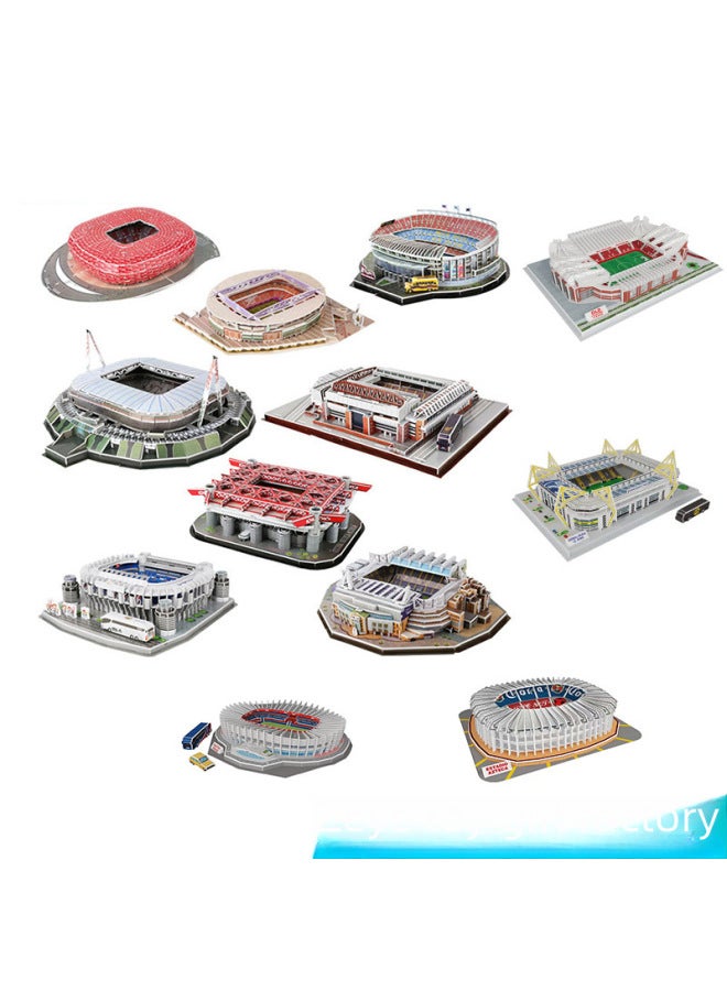 3D Jigsaw Puzzle World Cup Football Stadium Construction Stadium Model Children's DIY Puzzle Toy-Color:Grand Paris-Prince Of France - Image 3