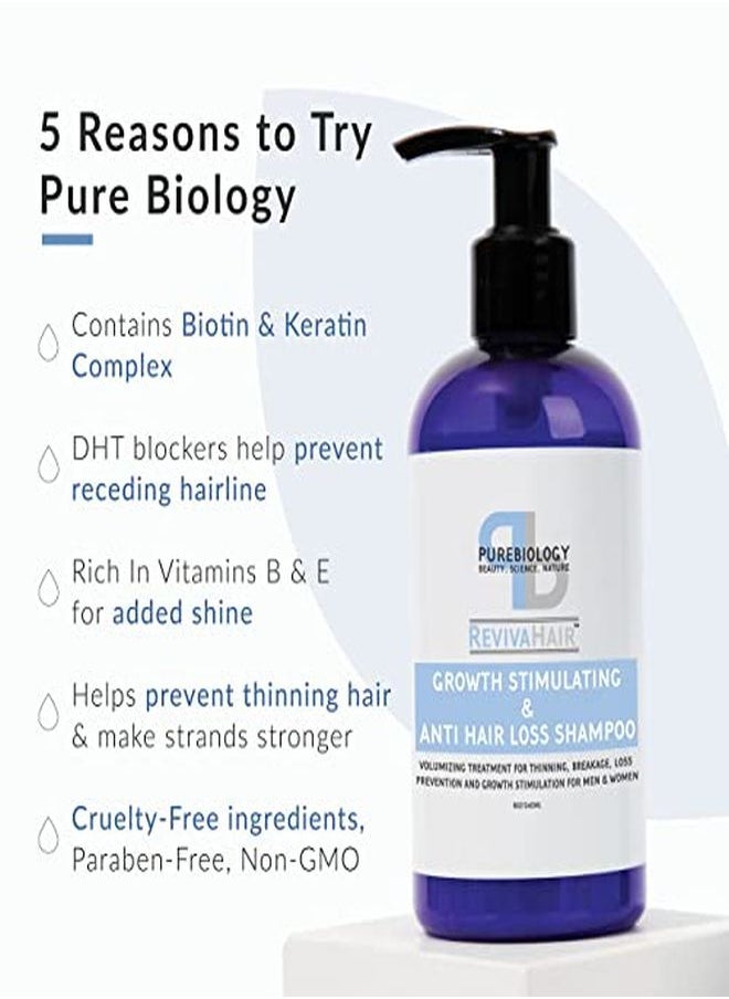Pure Biology - Hair Growth Stimulating Shampoo With Biotin, Keratin, Natural Dht Blockers, Vitamins B + E & Breakthrough Anti Hair Loss Complex For Thinning, Damaged Hair For Men & Women - Image 1