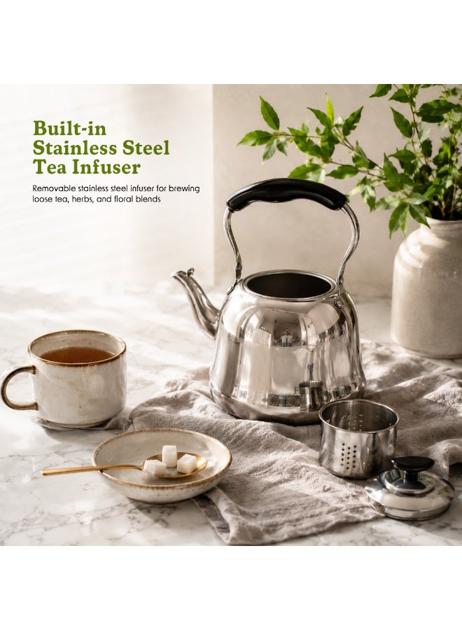 Beram Stainless Steel Tea Kettle with Infuser, Whistling Teapot, 2 Liters, Stovetop Safe, Whistling, Heat and Cold Resistant, Tea Strainers - Image 5