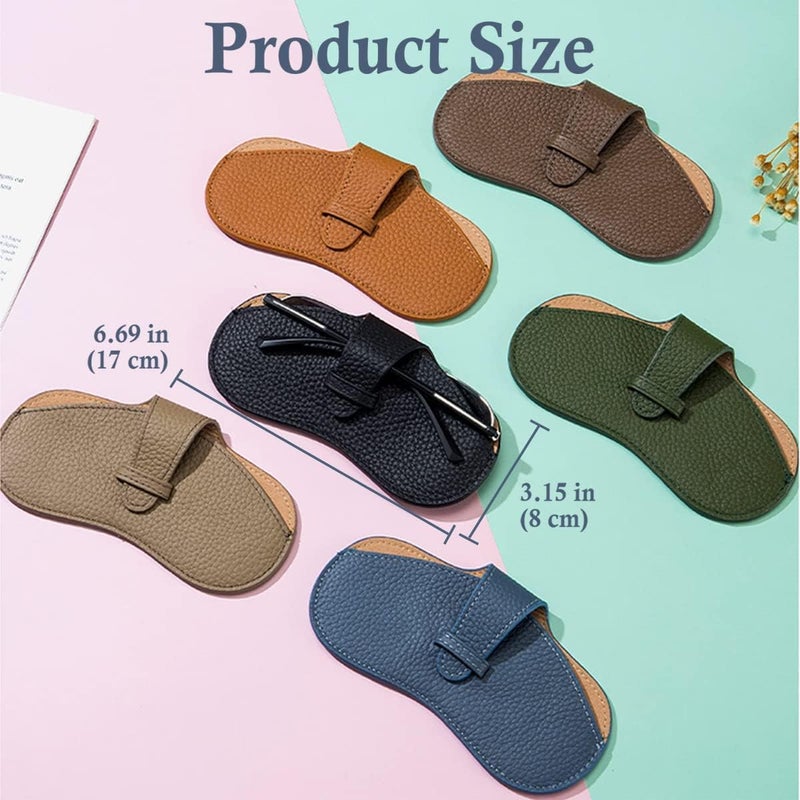 Glasses Case Soft, Portable Universal Genuine Leather Slim Eyeglass Pouch for Sunglasses Reading Glasses Eyeglass - Image 5