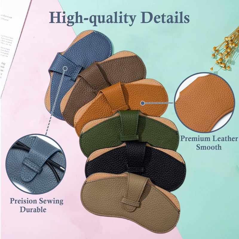 Glasses Case Soft, Portable Universal Genuine Leather Slim Eyeglass Pouch for Sunglasses Reading Glasses Eyeglass - Image 4