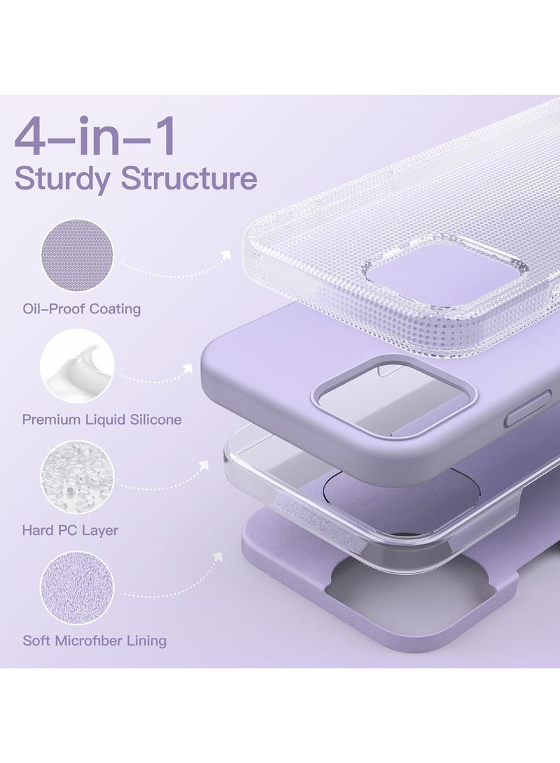 ACLIX Silicone Case Compatible with iPhone 12/12 Pro, Slim Liquid Silicone, Layers of Soft Gel Rubber Shockproof, Protective Phone Case Cover with TPU Lining (Light Purple) - Image 3