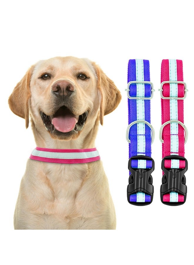 BURAQ Pets 2 Pcs Reflective Dog Collar, Feautures With Adjustable & Durable, Nylon Dog Belt, Heavy Metal D Ring & Strong Breakaway Buckle, For Dogs (Multicolor) - Image 1