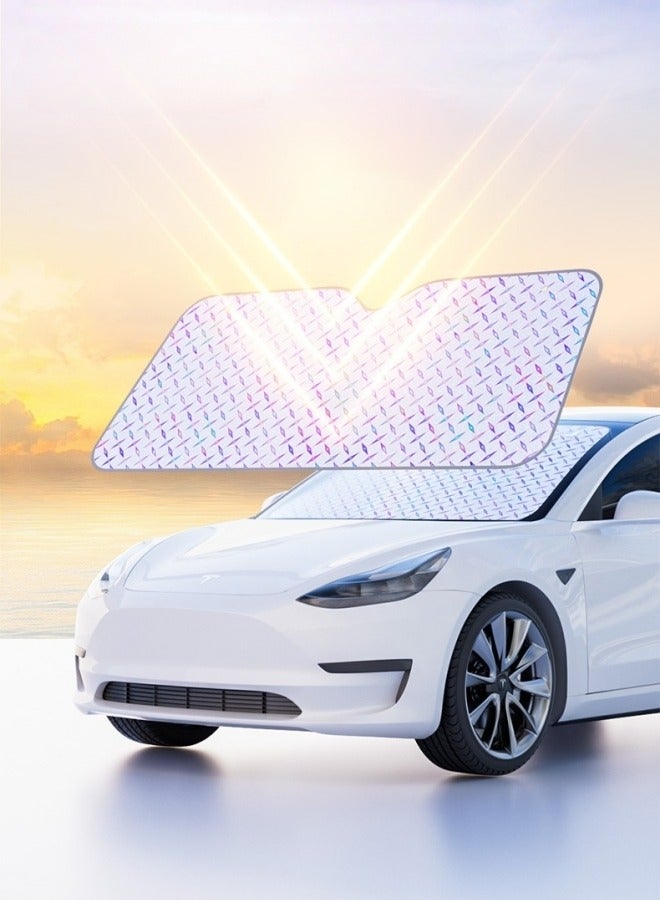 GGEROU Car Windshield Sun Shade, Folding Car Shades for Front Windows UV Rays Sun Visor Shade with Sucker, Keeps Your Vehicle Cool 140*70cm - Image 3