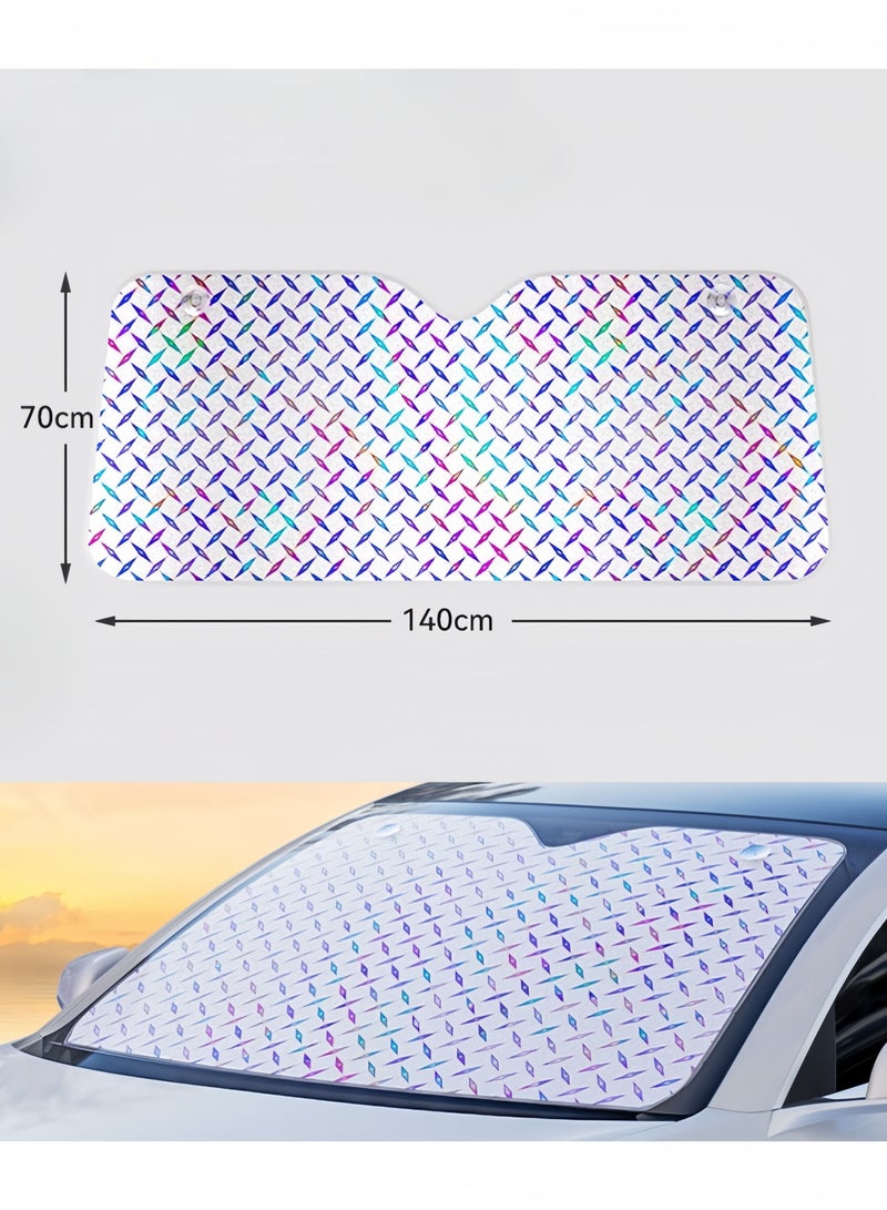GGEROU Car Windshield Sun Shade, Folding Car Shades for Front Windows UV Rays Sun Visor Shade with Sucker, Keeps Your Vehicle Cool 140*70cm - Image 2