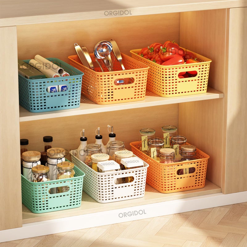 ORGIDOL Plastic Storage Basket with Lids 10 Pack Stackable Colorful Storage Bins Containers with Lid, Decorative Storage Boxes for Organizing Shelves, Drawers, Playroom, Classroom, Office, Closet - Image 4
