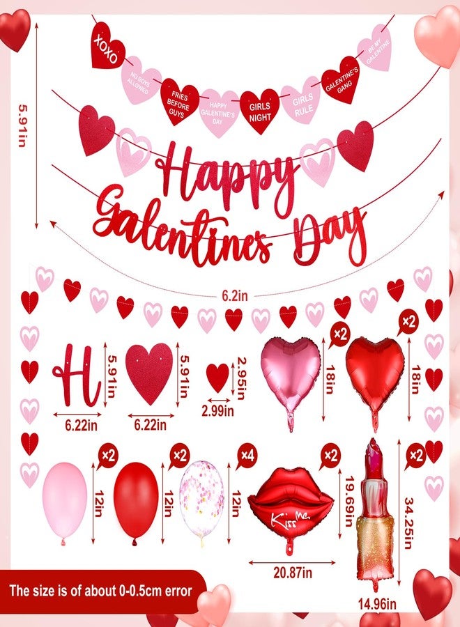 Funnymoom مجموعة أدوات مائدة Funnymoom مكونة من 133 قطعة لتزيين يوم الصديقات السعيد، تتضمن لافتة على شكل قلب، وأحمر شفاه على شكل قلب، وبالونات من رقائق معدنية ولاتكس، وأطباق، ومناديل، وأكواب، مثالية لحفلات يوم الصديقات. - Image 2