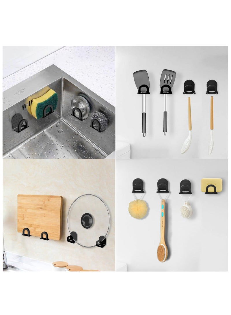 Sponge Holder for Kitchen Sink, Space Aluminum Kitchen Sink Sponge Holder, Kitchen Sink Caddy, Rustproof  Waterproof Dish Sponge Holder, Black, 4 Pack - Image 3