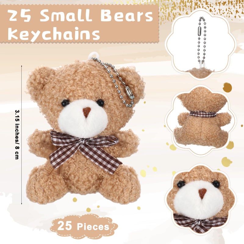 Poen 25 Sets Bear Baby Shower Favors Baby Shower Souvenirs for Guest Return Gifts Includes Small Bears Keychains Thank You Tags and White Organza Bags for Party Supplies - Image 2