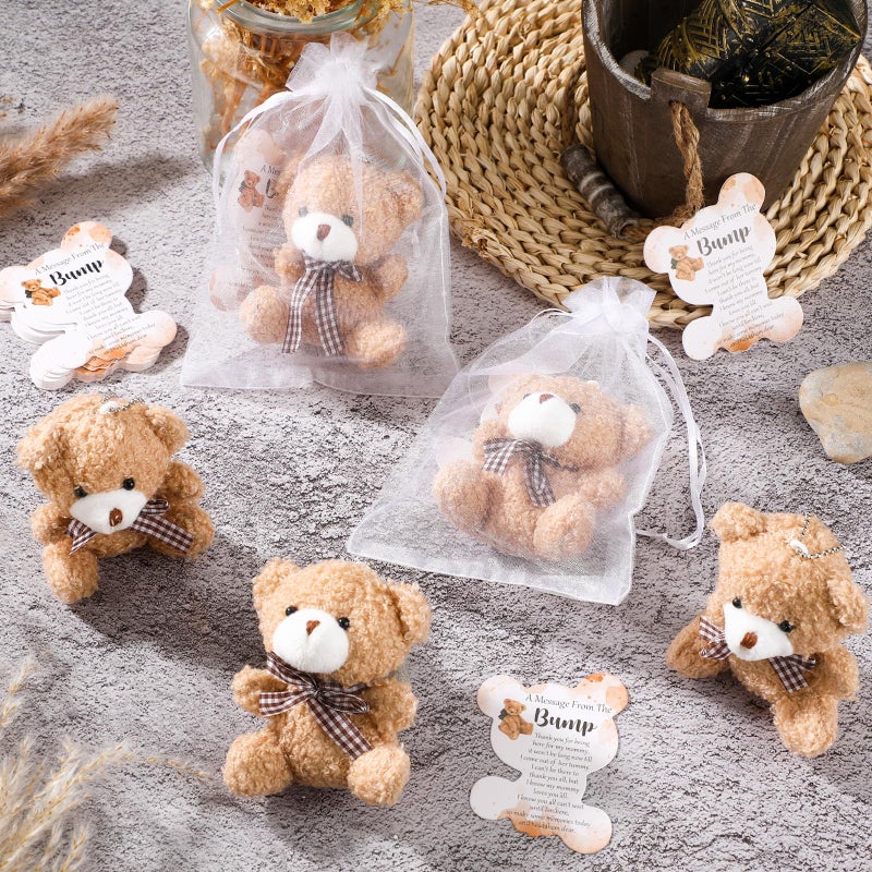 Poen 25 Sets Bear Baby Shower Favors Baby Shower Souvenirs for Guest Return Gifts Includes Small Bears Keychains Thank You Tags and White Organza Bags for Party Supplies - Image 4