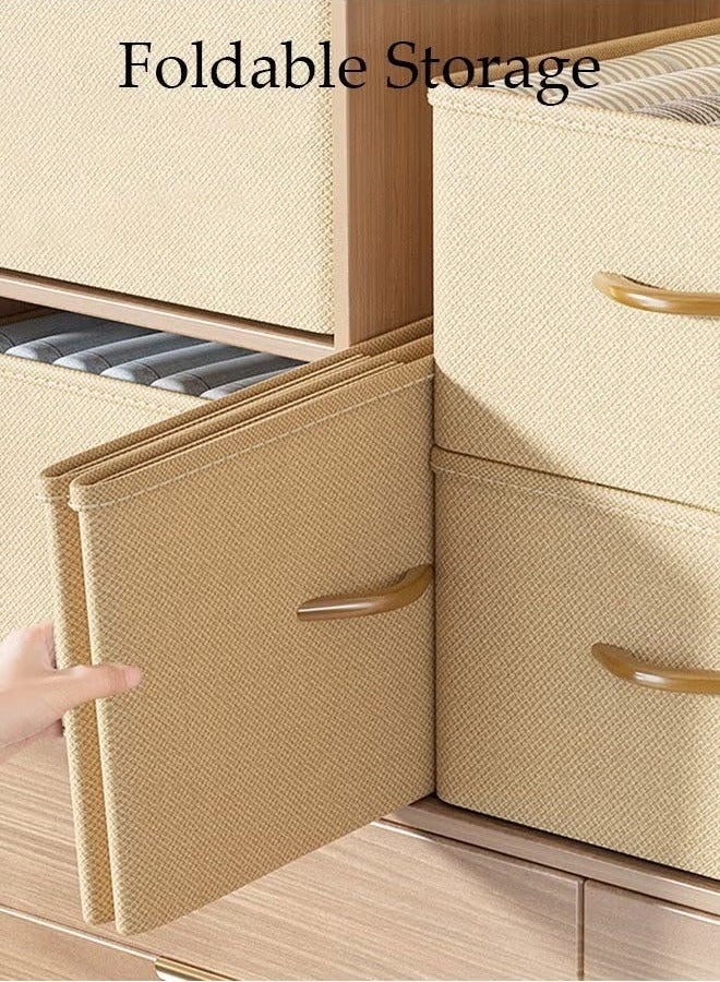 HaHaHai 3 Pack Fabric Storage Bins, Clothes Organizer, Foldable Closet Storage Organizer, Collapsible Storage Bins for Home, Nursery, Closet & Shelves Organization, Linen Closet Organizer Bins with Handles, Washable Closet Storage Boxes with Carrying Handles Cube Storage Bin for Home Bedroom Office, Beige - Image 4