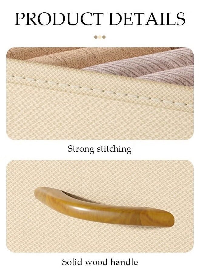 HaHaHai 3 Pack Fabric Storage Bins, Clothes Organizer, Foldable Closet Storage Organizer, Collapsible Storage Bins for Home, Nursery, Closet & Shelves Organization, Linen Closet Organizer Bins with Handles, Washable Closet Storage Boxes with Carrying Handles Cube Storage Bin for Home Bedroom Office, Beige - Image 3