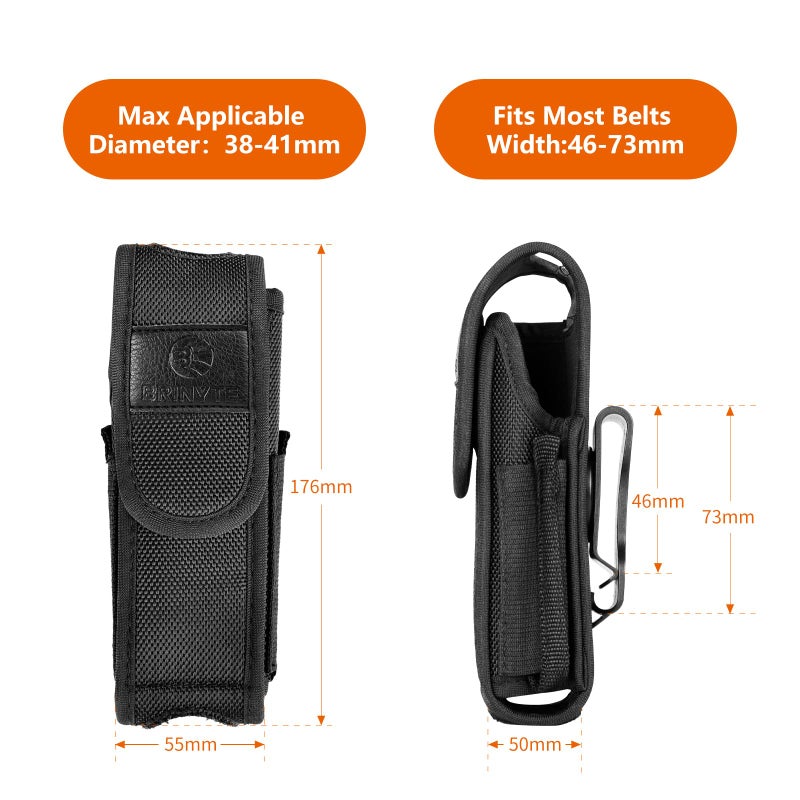 Brinyte Tactical Flashlight Pouch Holster, Rotatable Flashlight Holder Belt Clip Tactical Torch Carry Case with 360 Degree Reel Clip,Compatible for Brinyte PT16 Tactical Light - Image 4