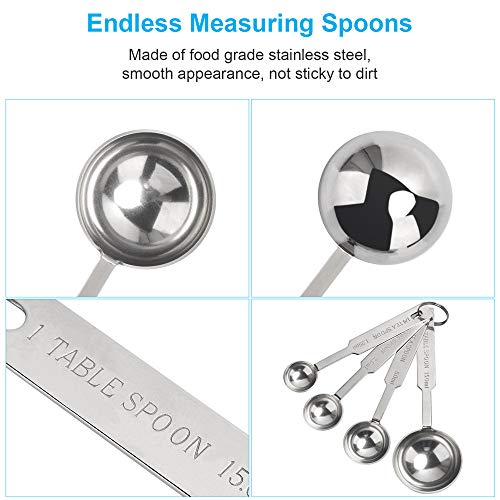 OstWony 5PCS OstWony Measuring Spoons Set, Includes 1/8 tsp, 1/4 tsp, 1/2 tsp, 1 tsp, 1 tbsp, Food Grade Stainless Steel measuring cups, Tablespoon and Teaspoon for Measure - Image 3
