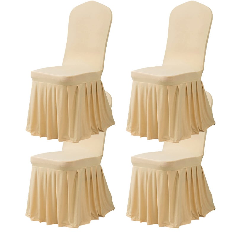 Dimatic Dimatic Dining Room Chair Covers Set of 4  Stretch Parsons Slipcovers with Skirt Super Fit Spandex Chair Seat Protector Cover for Dining Room  Hotel  Ceremony (Champagne) - Image 1