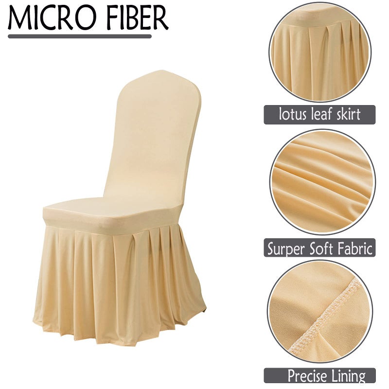 Dimatic Dimatic Dining Room Chair Covers Set of 4  Stretch Parsons Slipcovers with Skirt Super Fit Spandex Chair Seat Protector Cover for Dining Room  Hotel  Ceremony (Champagne) - Image 3