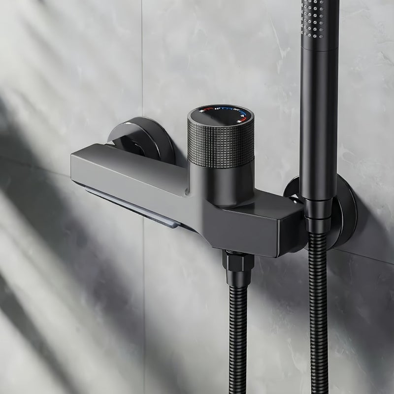1pc Modern Wall Mounted Bathtub Shower Faucet Matte Black With Hot And Cold Water Control Hidden Valve Waterfall Style Sink Or Shower Faucet End Luxurious High Quality Design Premium Faucet - Image 1