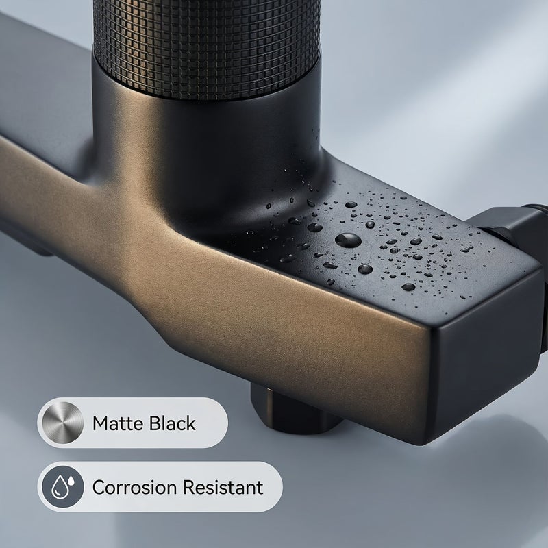 1pc Modern Wall Mounted Bathtub Shower Faucet Matte Black With Hot And Cold Water Control Hidden Valve Waterfall Style Sink Or Shower Faucet End Luxurious High Quality Design Premium Faucet - Image 5