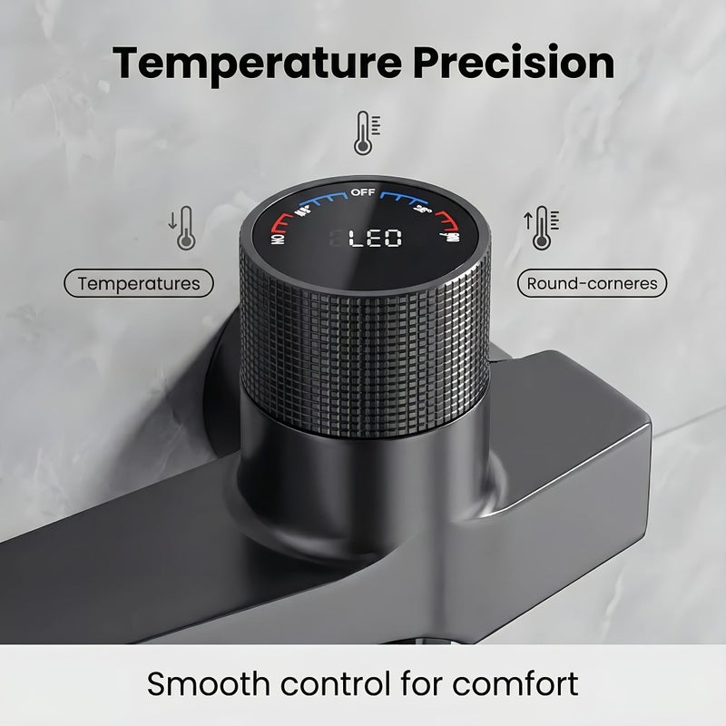 1pc Modern Wall Mounted Bathtub Shower Faucet Matte Black With Hot And Cold Water Control Hidden Valve Waterfall Style Sink Or Shower Faucet End Luxurious High Quality Design Premium Faucet - Image 4