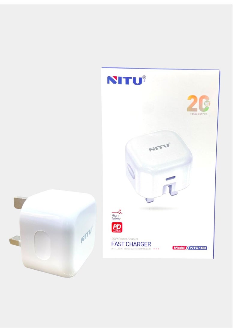 نيتو شاحن NITU NTC193 20 وات سريع PD بمنفذ USB C متوافق مع iPhone 16/15/14/14 Pro/14 Pro Max/13/12/SE2020/11/XR/XS Max/X/iPad - Image 2