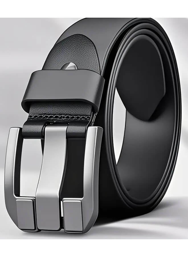Bliszaar Full Grain Leather Belt for Men 120cm Casual Handmade Black Medium Width Sweat-Resistant Durable Alloy Buckle Business Everyday Wear Jeans - Image 5