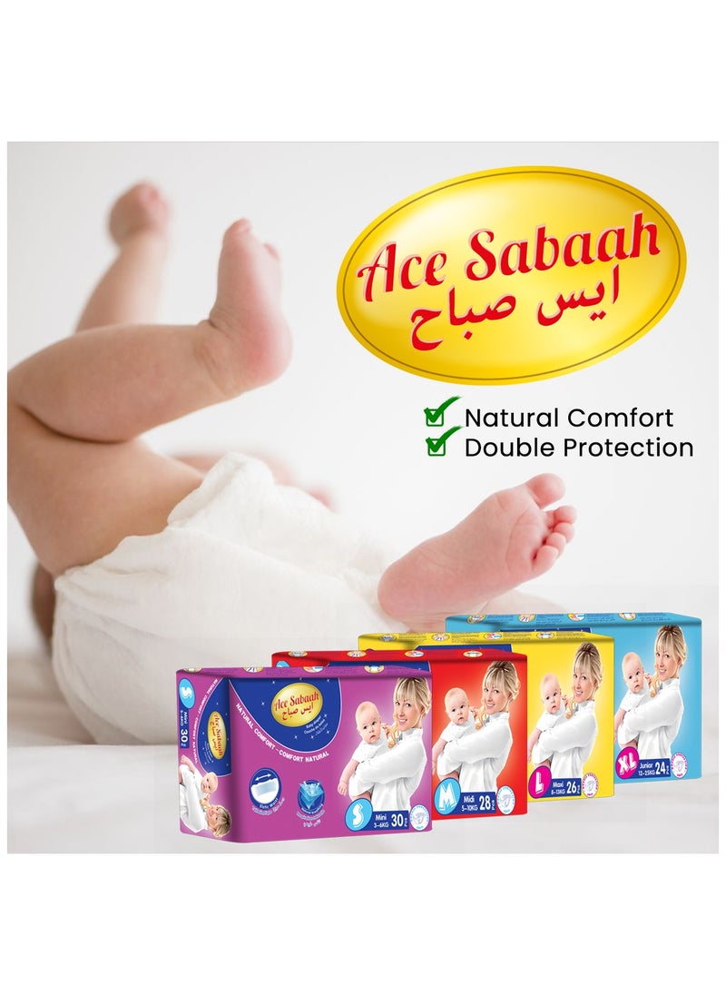 Ace Sabaah - Natural Comfort Baby Diaper Large Maxi 8-13kg 26 pcs - Image 1