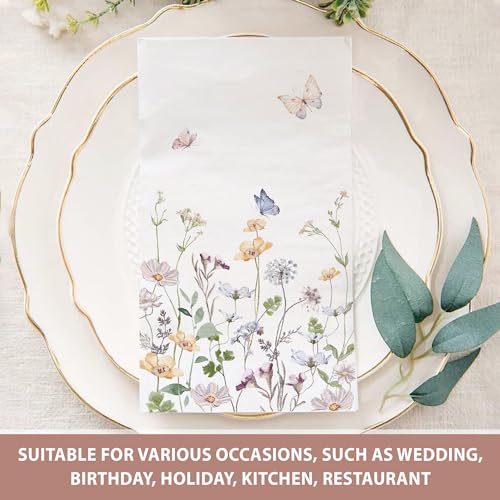 Audree 100 Pack Floral Disposable Napkins - Decorative 3-Ply Guest Napkins for Bathroom, Dinner, Wedding, Bridal Shower, Baby Shower, Birthday, and Tea Party - Image 4