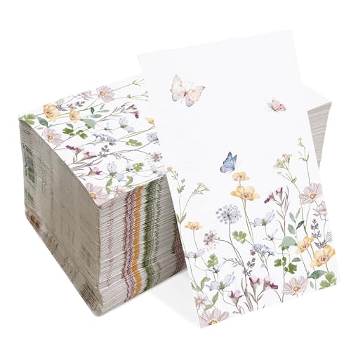 Audree 100 Pack Floral Disposable Napkins - Decorative 3-Ply Guest Napkins for Bathroom, Dinner, Wedding, Bridal Shower, Baby Shower, Birthday, and Tea Party - Image 2