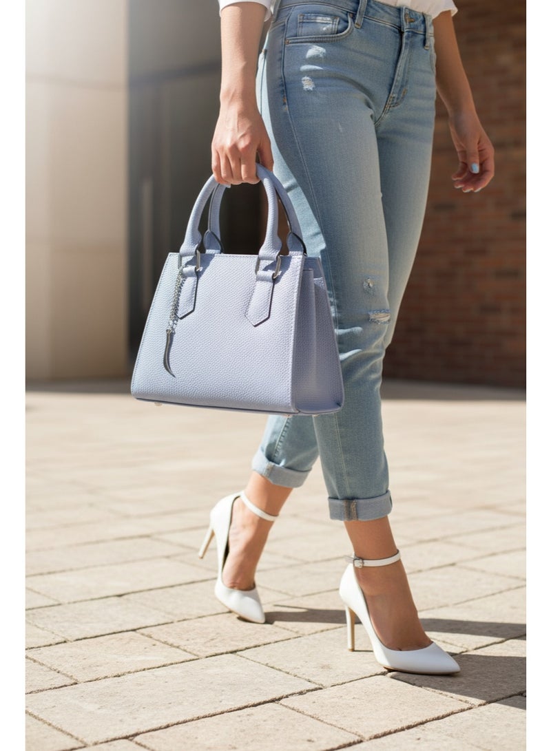 Roaa Designs Roaa Desings Genuine Leather Bucket Cross Bag Julia Baby Blue - Image 4