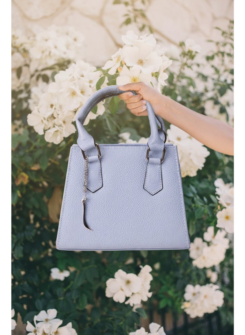 Roaa Designs Roaa Desings Genuine Leather Bucket Cross Bag Julia Baby Blue - Image 5