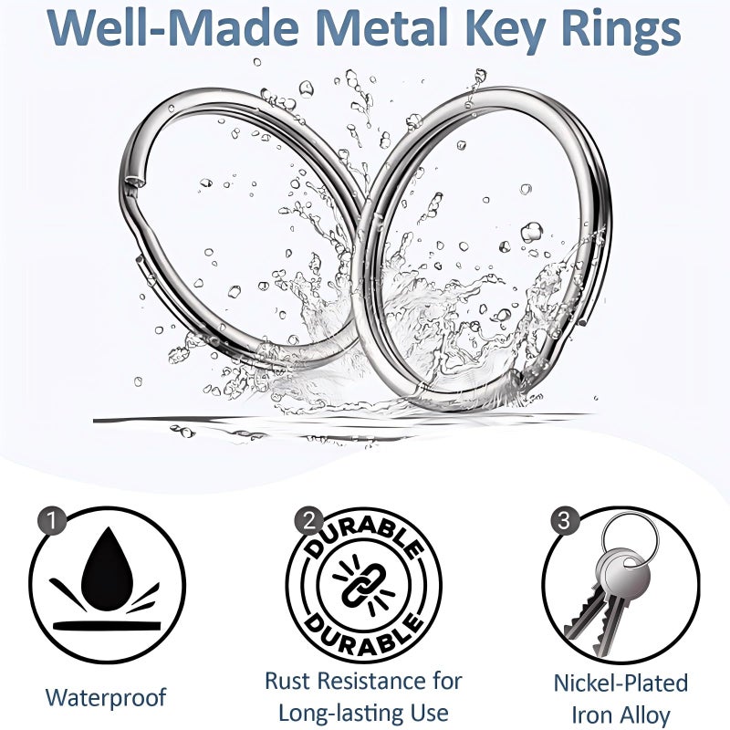 CLVJQ 1/2'' 100PCS Small Split Key Rings for Keychains, Double Loops Metal Mini Key Ring for Jewelry Making Dog Luggage Tag Car Key DIY Crafts (Silver) - Image 3