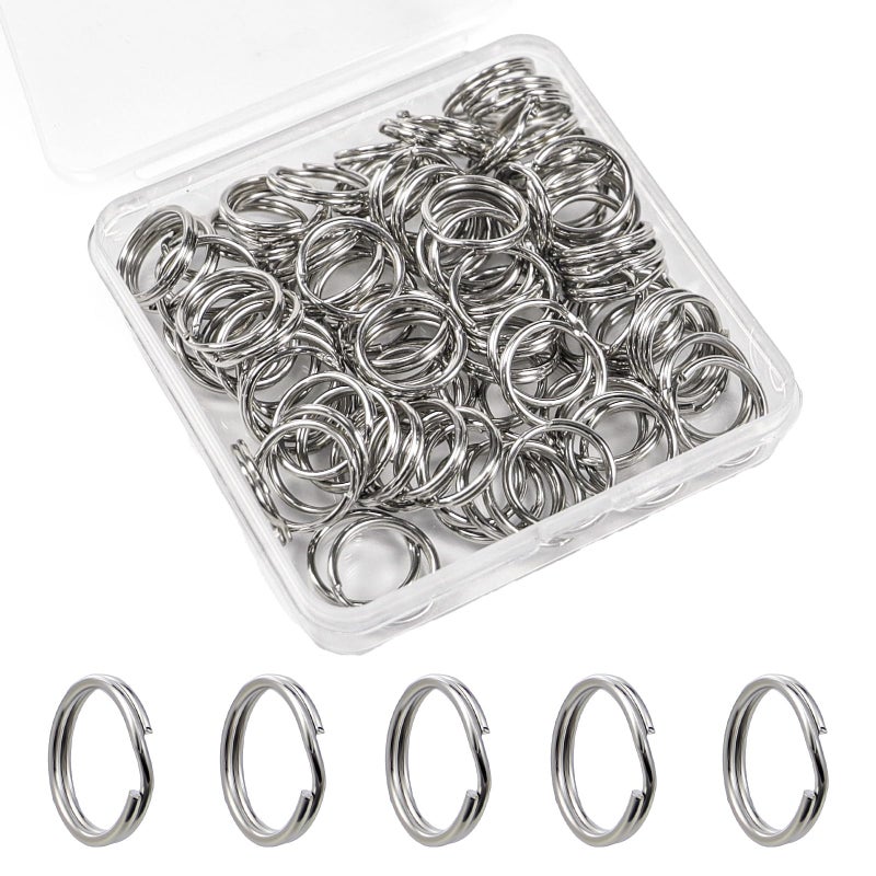 CLVJQ 1/2'' 100PCS Small Split Key Rings for Keychains, Double Loops Metal Mini Key Ring for Jewelry Making Dog Luggage Tag Car Key DIY Crafts (Silver) - Image 1