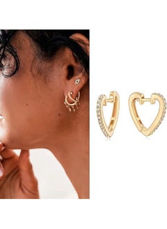 Mevecco Women Huggie Hoop Earrings Gold Ear Stud Cuff 14K Gold Filled Small Boho Beach Simple Delicate Handmade Hypoallergenic Jewelry Gift  - Image 3