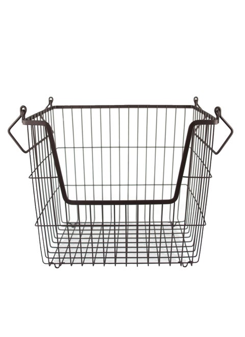 DII Metal Wire Mesh Stackable Utility Storage Bin Large Rectangle 13x10x11 Bronze
