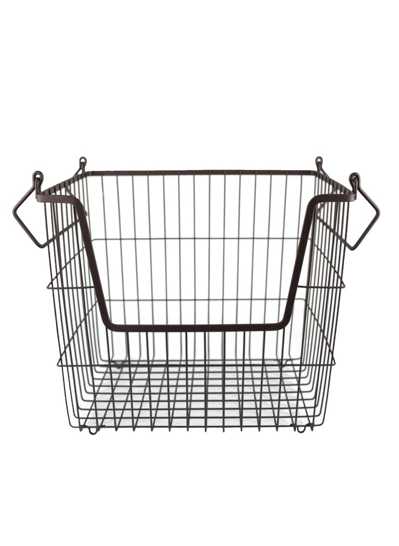 DII DII Metal Wire Mesh Stackable Utility Storage Bin Large Rectangle 13x10x11 Bronze 
