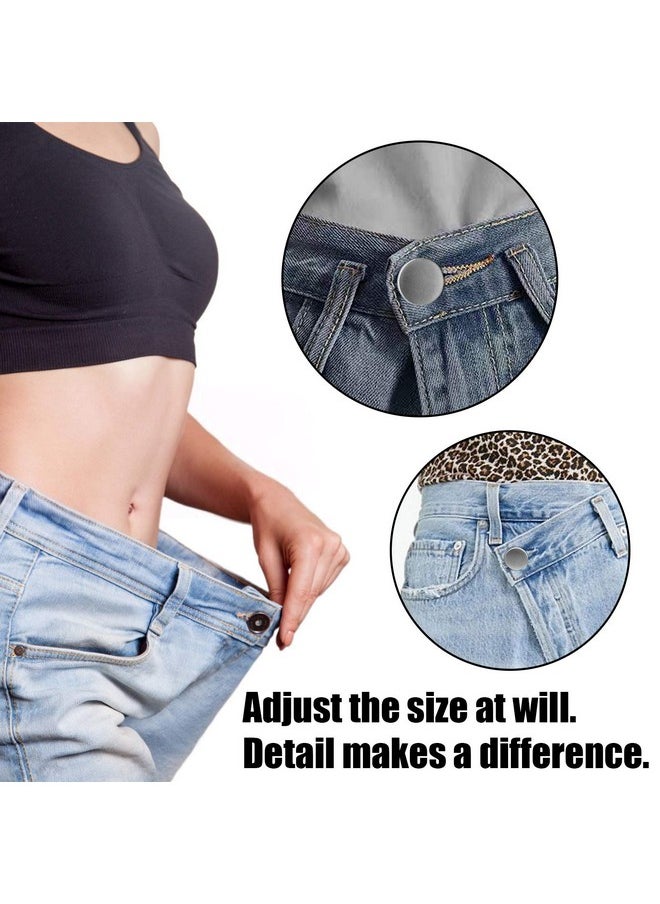 TOOVREN - [Upgraded] 8 Sets Button Pins For Jeans No Sew Pant Button Pins Adjustable Replacement Clips Adjuster Snap No Tools Require Reduce Too Big Pants Waist Size Instant Make Tighter Silver - Image 1